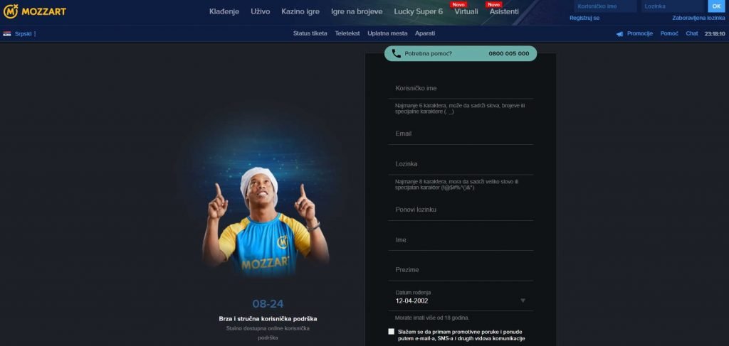 Mozzart Kazino Registracija