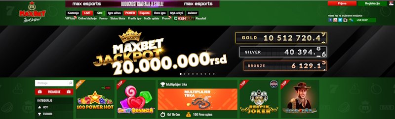 Maxbet izgled stranice